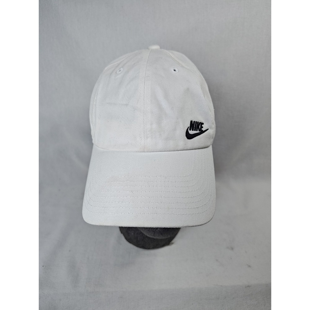 Nike Cotton Hat White OSFM Adjustable Embroidered Swoosh Heritage86 Cap Adult